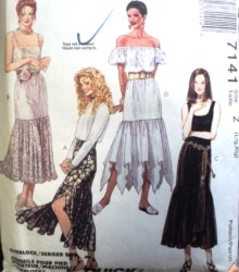 7141 PULL ON HANKIE HEM/LACE OR NOT LONGER SKIRT PATTERN L-XL